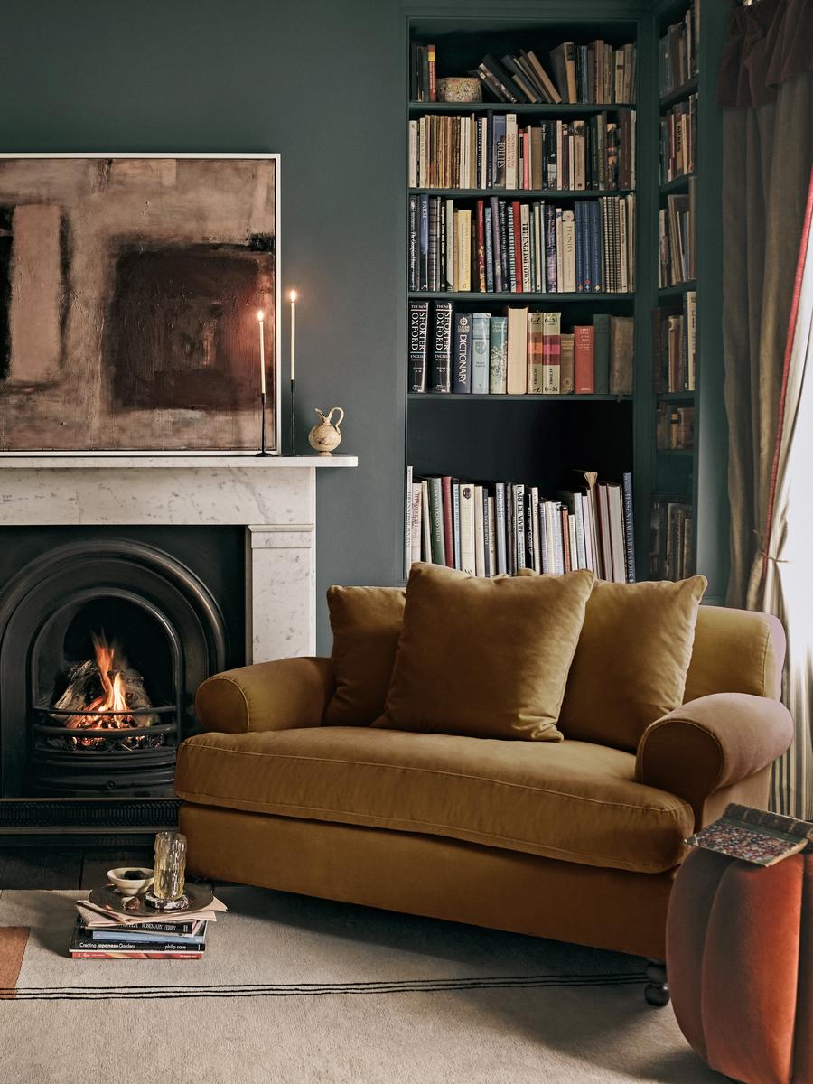 Audrey Loveseat, Velvet, Mustard