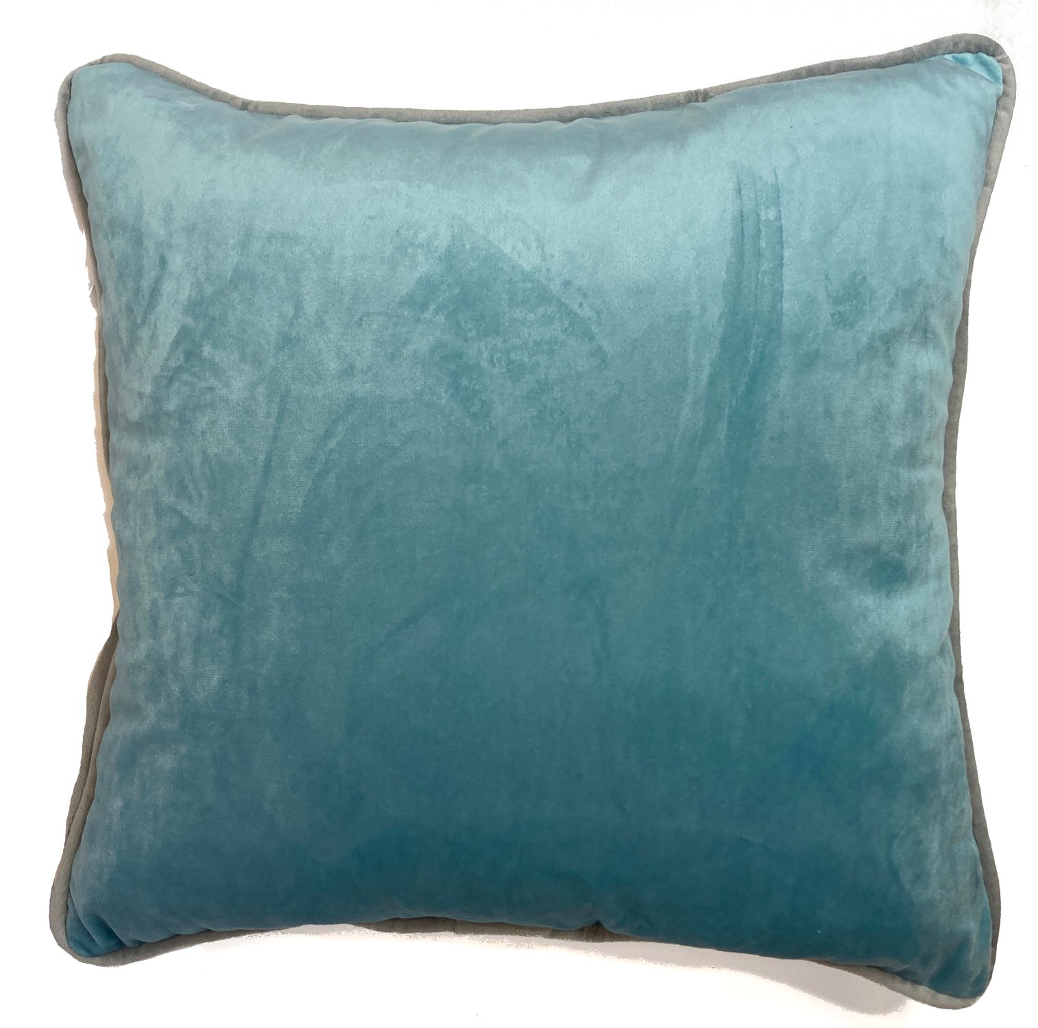 Rapport Home Piped Velvet Polyester Cushion Cover in Duck Egg Blue