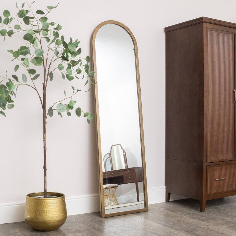 Melody Maison Large Bronze Framed Arched Wall & Leaner Mirror - 50cm X 180cm