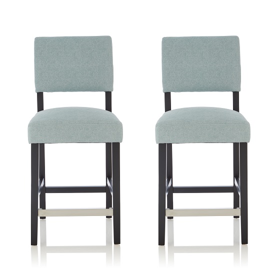 Vibio Bar Stools In Duck Egg Fabric And Black Legs In A Pair