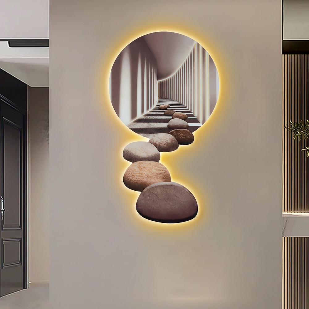 1000mm LED Acrylic Modern Abstract Stone Corridor Wall Art Decor Living Room Bedroom