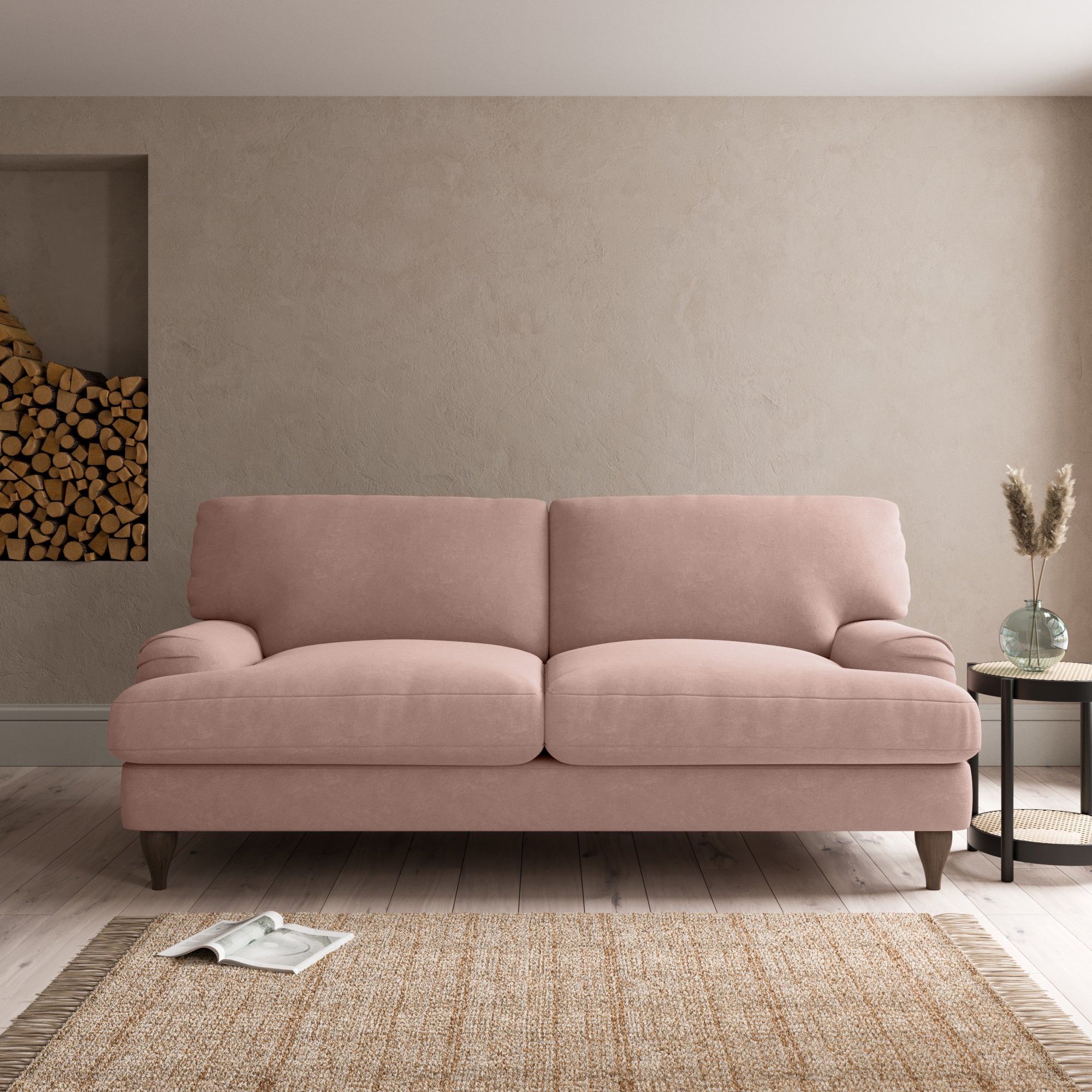 Darwin Luxury Velvet 3 Seater Sofa Blush
