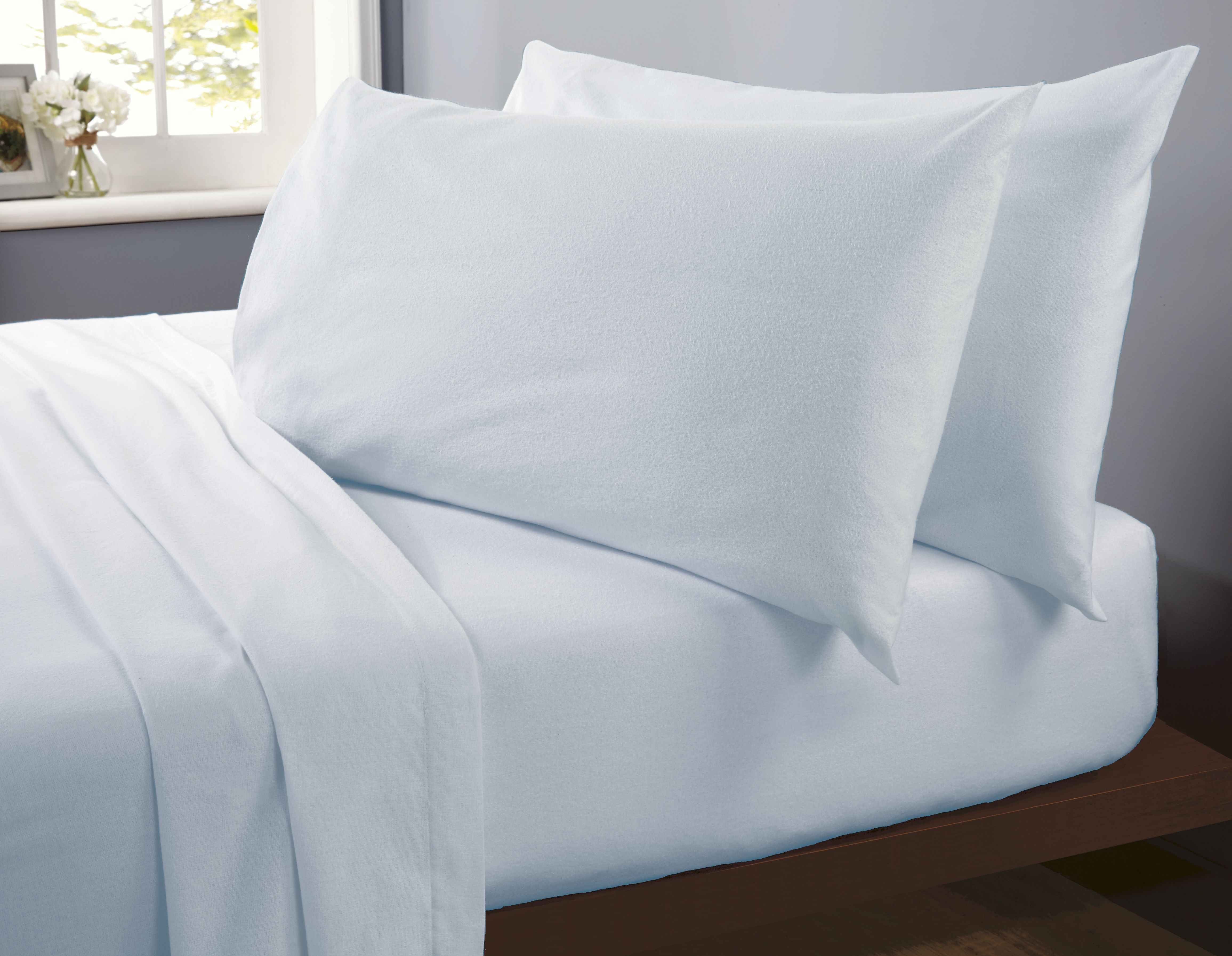 Rapport Home Flannelette Cotton Fitted Bed Sheet in Blue | Size: Single