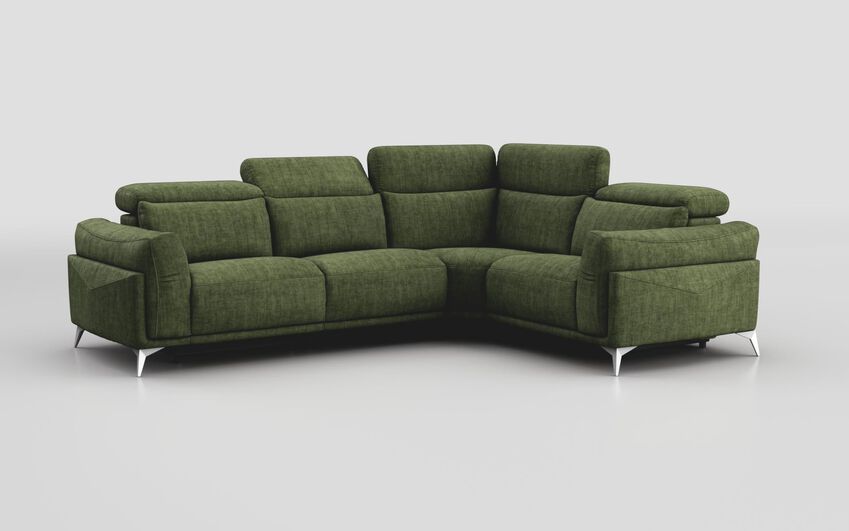 Green Fabric Gattolino 2 Corner 1 Static Sofa with Manual Head Tilt