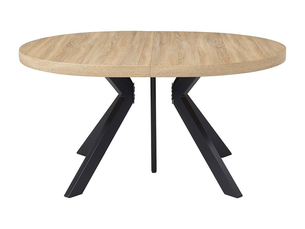 Vente-unique 6 - 12 Seater Extendable Dining Table In MDF & Steel - Light Natural in Black