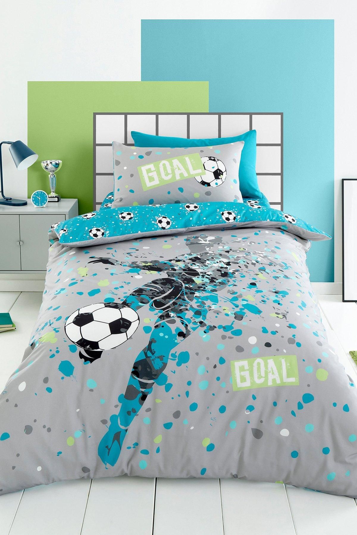 Bedlam 'Goal' Reversible Duvet Cover Set in Grey