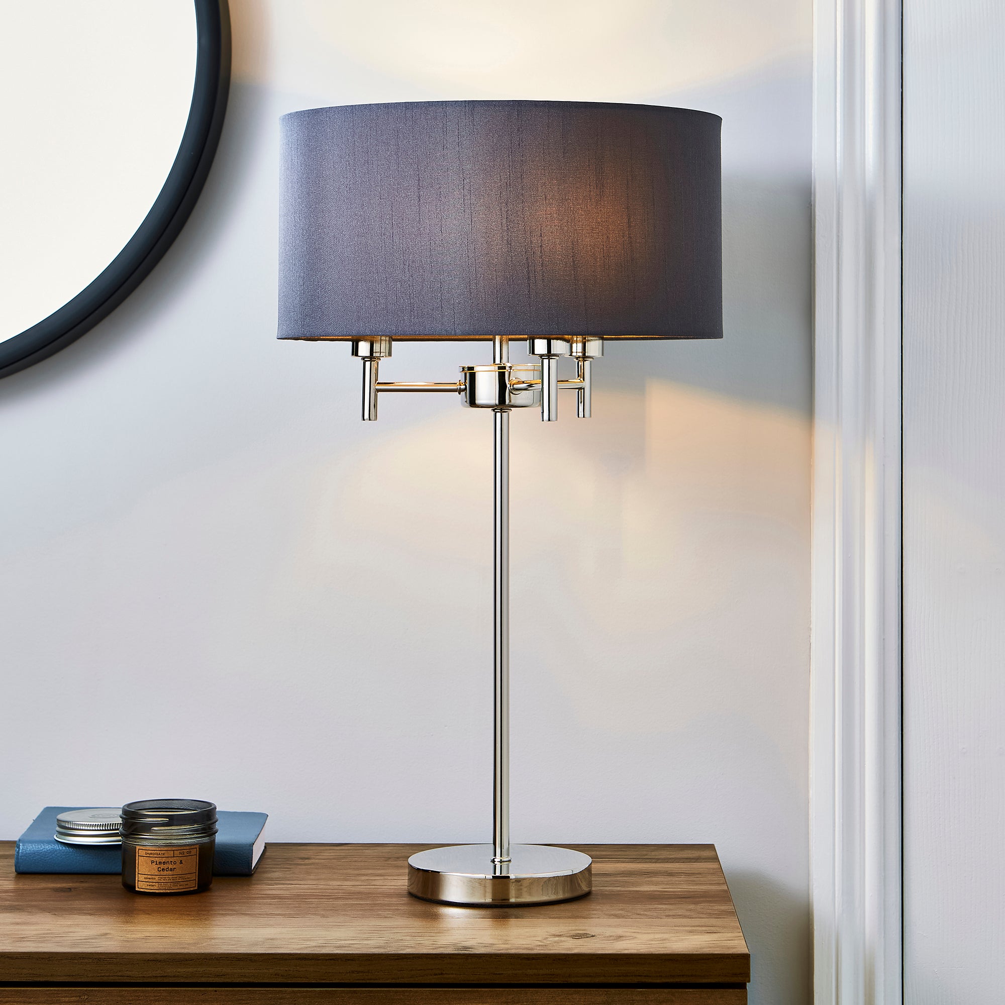 5A Edmonton 3 Light Chrome Table Lamp Grey