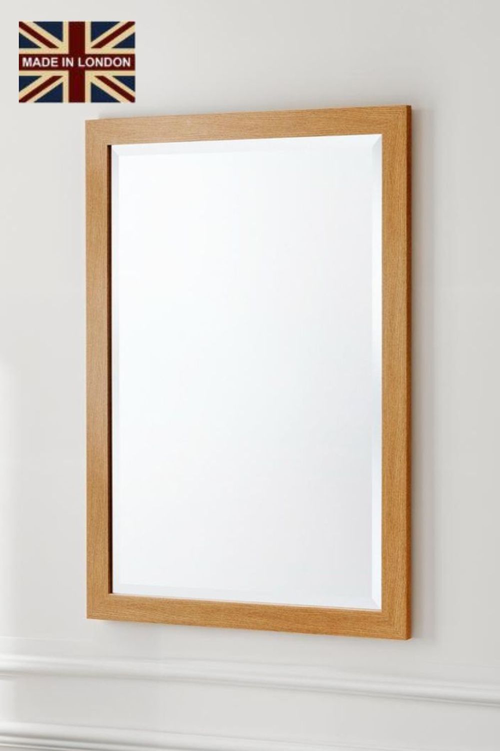 Yearn Mirrors Oak Effect Slim Framed Bevelled Mirror in Light Oak