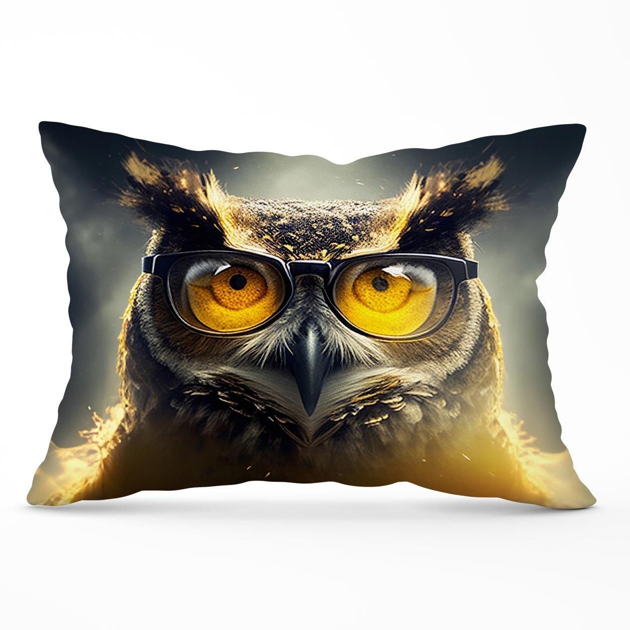 Warren Reed - Designer Owl Splashart Cushions in Yellow