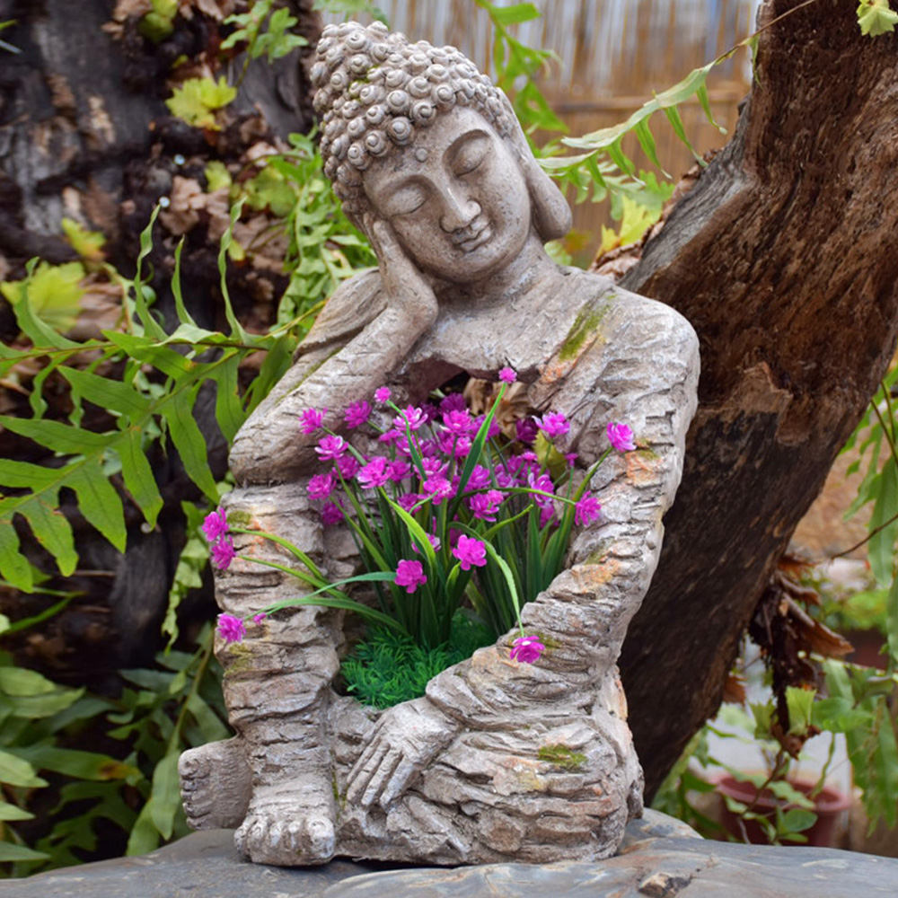 Sleeping Buddha Garden Sculpture Magnesium Oxide Yard & Patio Yard Stuatues (510mm High)