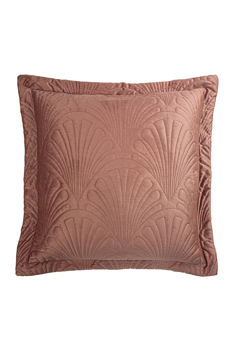 Paoletti Palmeria Quilted Velvet Cushion in Pink