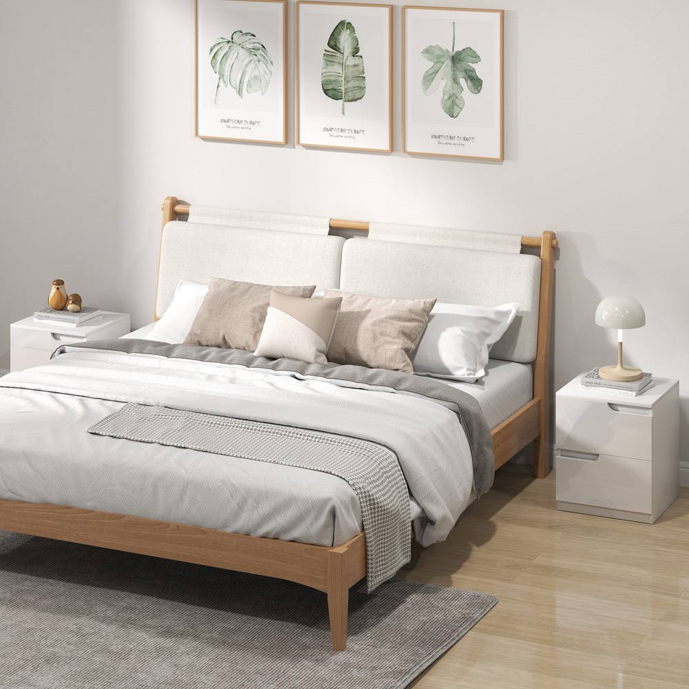 HOMCOM Bedside Table Set of 2 with 2 Drawers for Bedroom, Living Room, White
