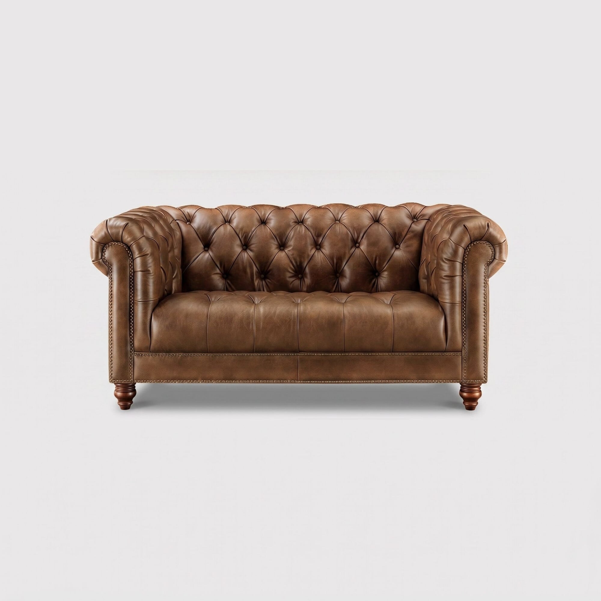 Ullswater 2 Seater Chesterfield Sofa 2034 Dark Rum FL, Brown Leather | Barker & Stonehouse