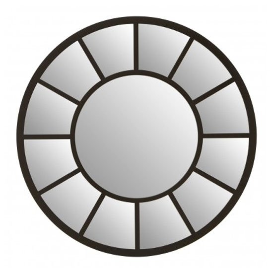 Tiffani Round Wall Bedroom Mirror In Black Frame