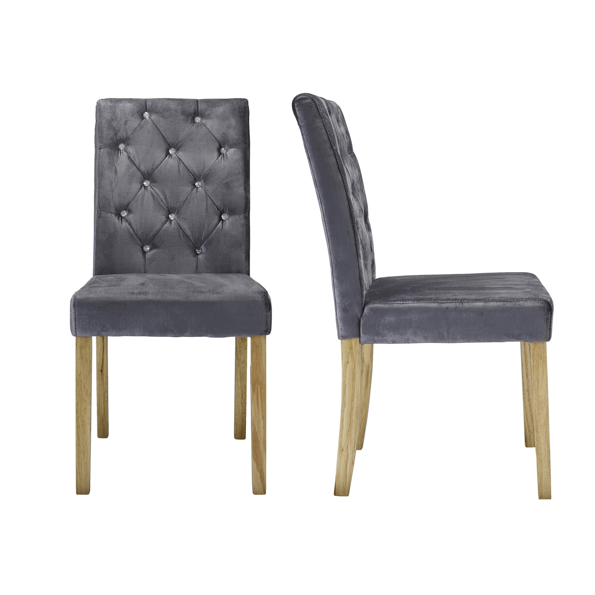 Avola Set of 2 Dining Chairs Velvet Silver