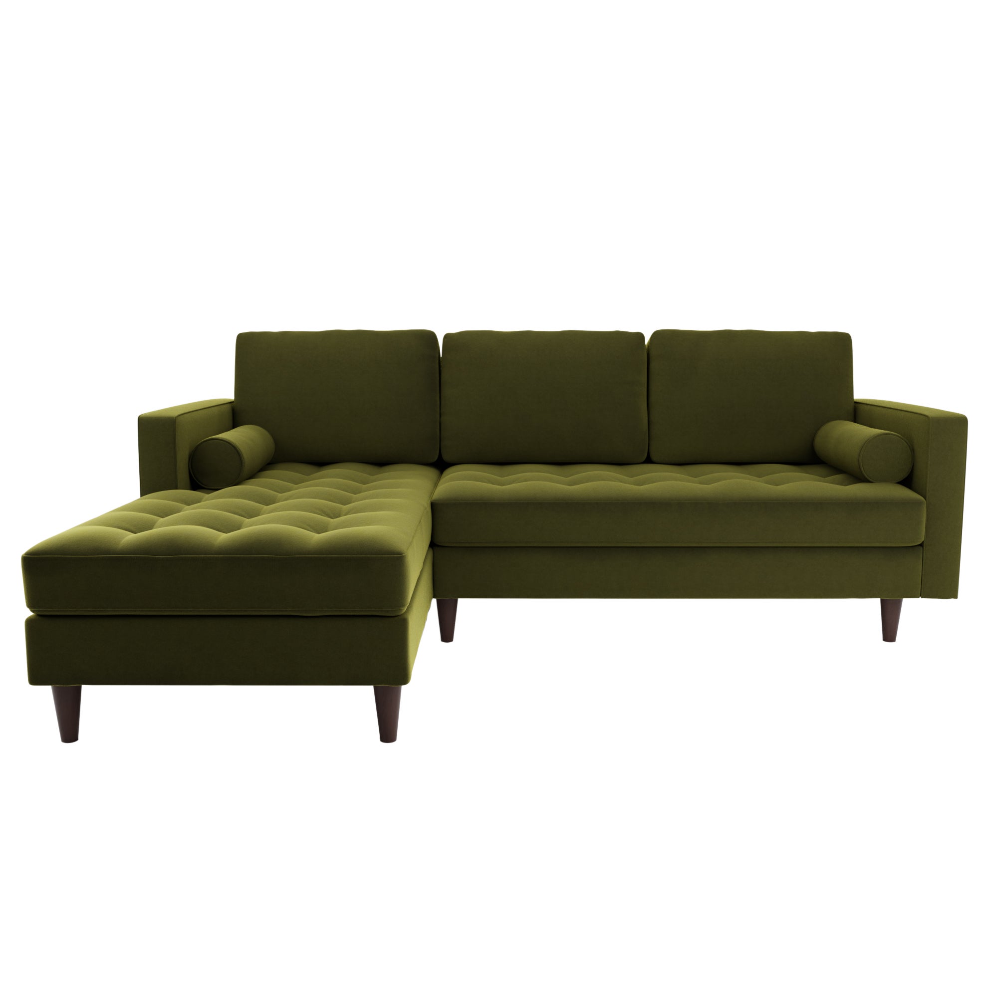 Zoe Velvet Right Hand Corner Sofa Green