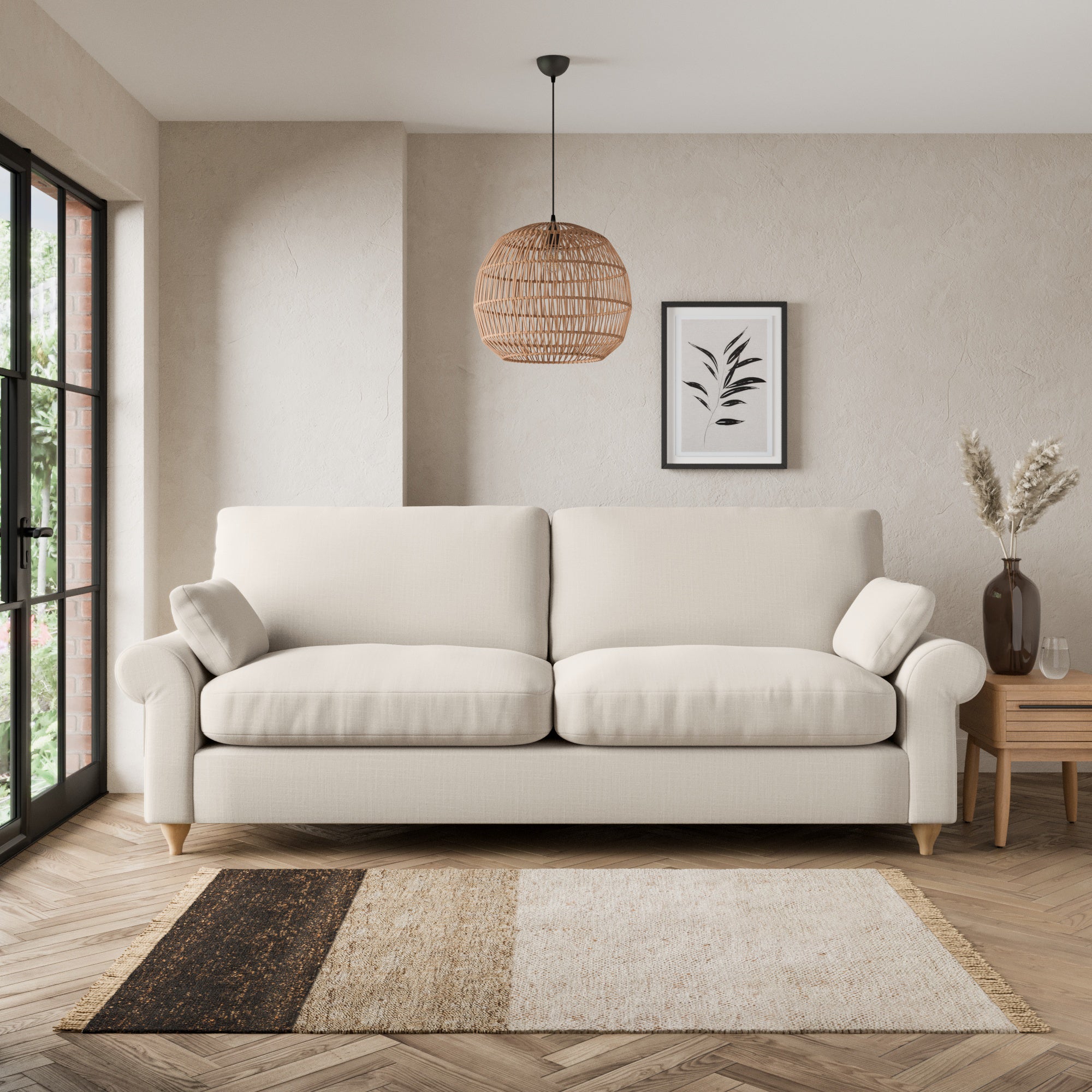 Salisbury Slub Cotton Blend 4 Seater Sofa Slub Cotton Sandstone