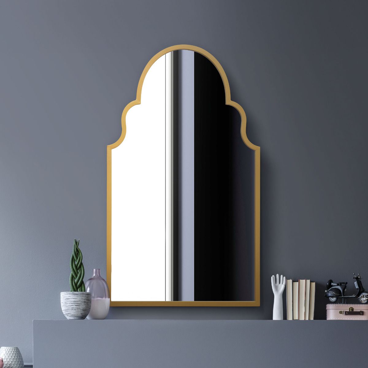 MirrorOutlet Gold Metal Framed Arched Wall Mirror 41" X 24" (104CM X 61CM) 6
