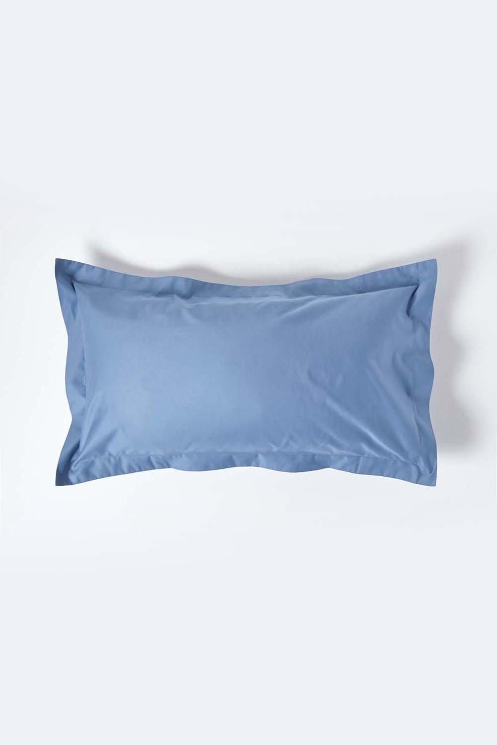 Homescapes Egyptian Cotton Oxford Pillowcase 1000 TC, King Size in Blue