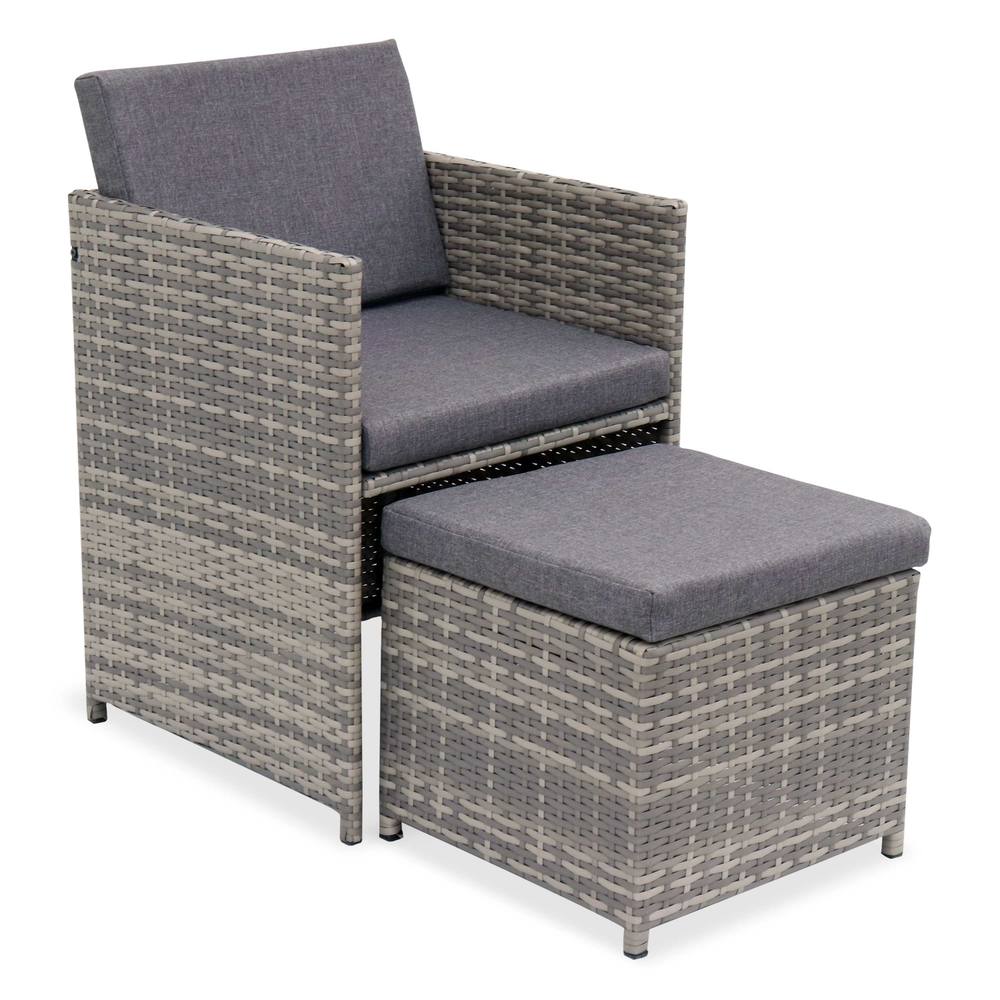 sweeek 8 To 12-seater Rattan Cube Table Set With Chairs in Mid Grey 4