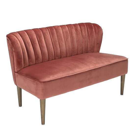Bentley 2 Seater Sofa In Pink Velvet With Wooden Legs