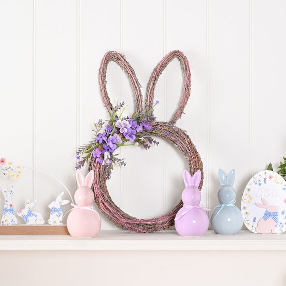 Eggs-traordinary Gift Co. Set of 3 Ceramic Pastel Bunny Ornaments 2