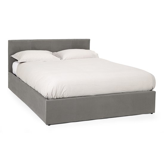 Evelyn Steel Fabric Upholstered Ottoman King Size Bed