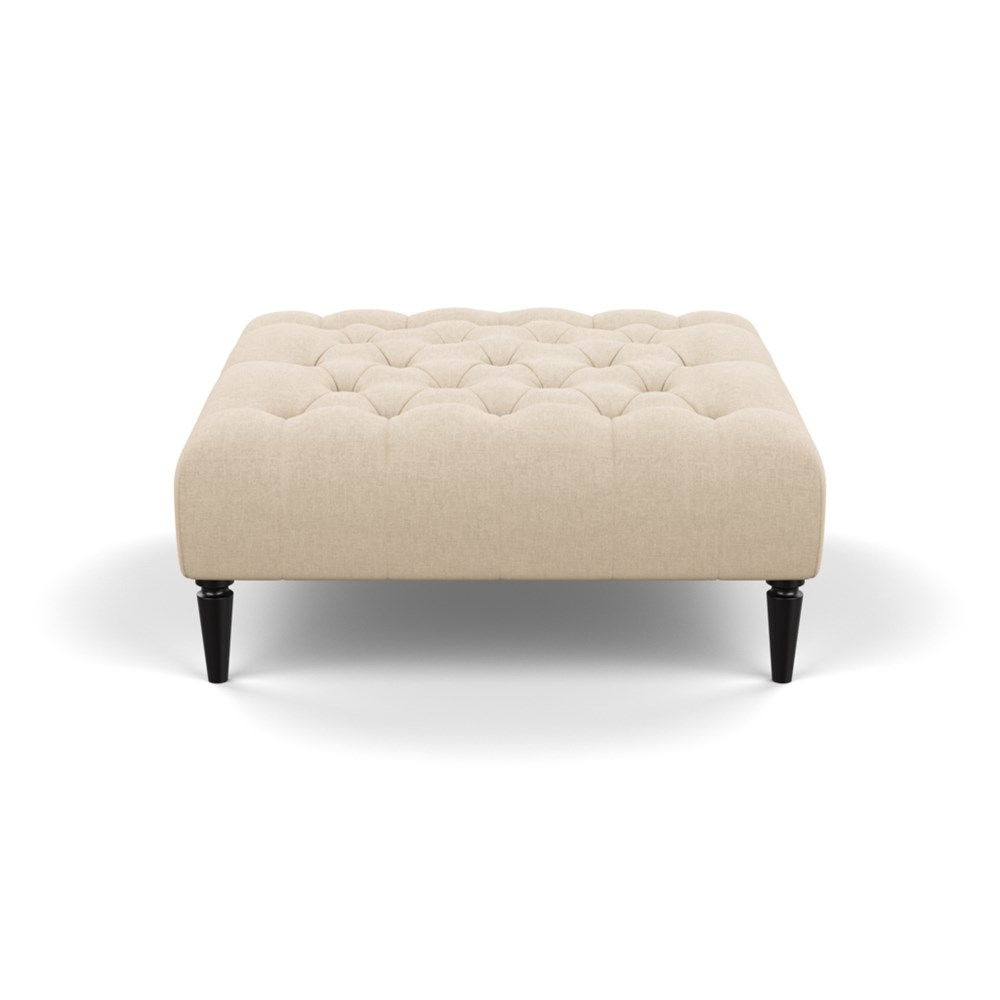Heal's Balmoral Ottoman Brushed Cotton Oat Black Feet