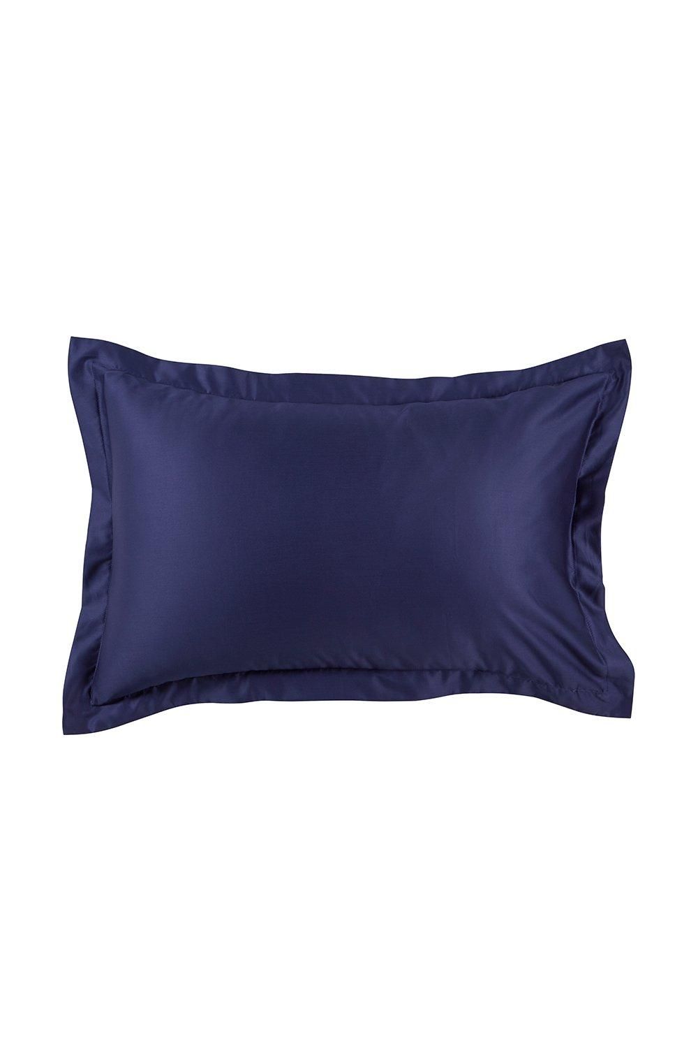 CHRISTY 400TC Luxury Cotton Sateen Plain Dye Oxford Pillowcases Pair in Navy