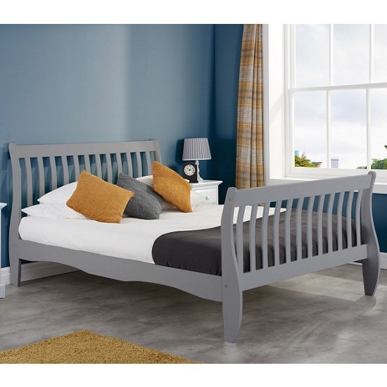 Emberly Wooden Small Double Bed In Grey