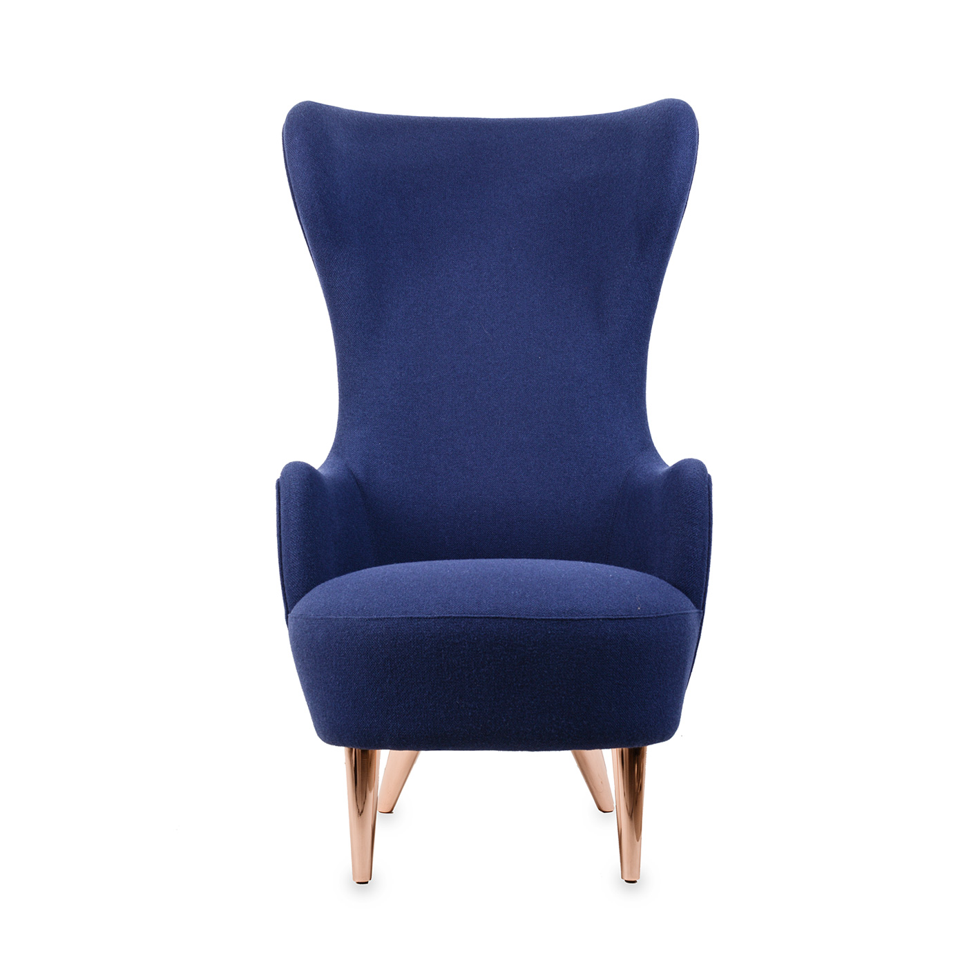 Tom Dixon Wingback Chair Dark Blue - Hallingdal 65/764 & Copper Legs