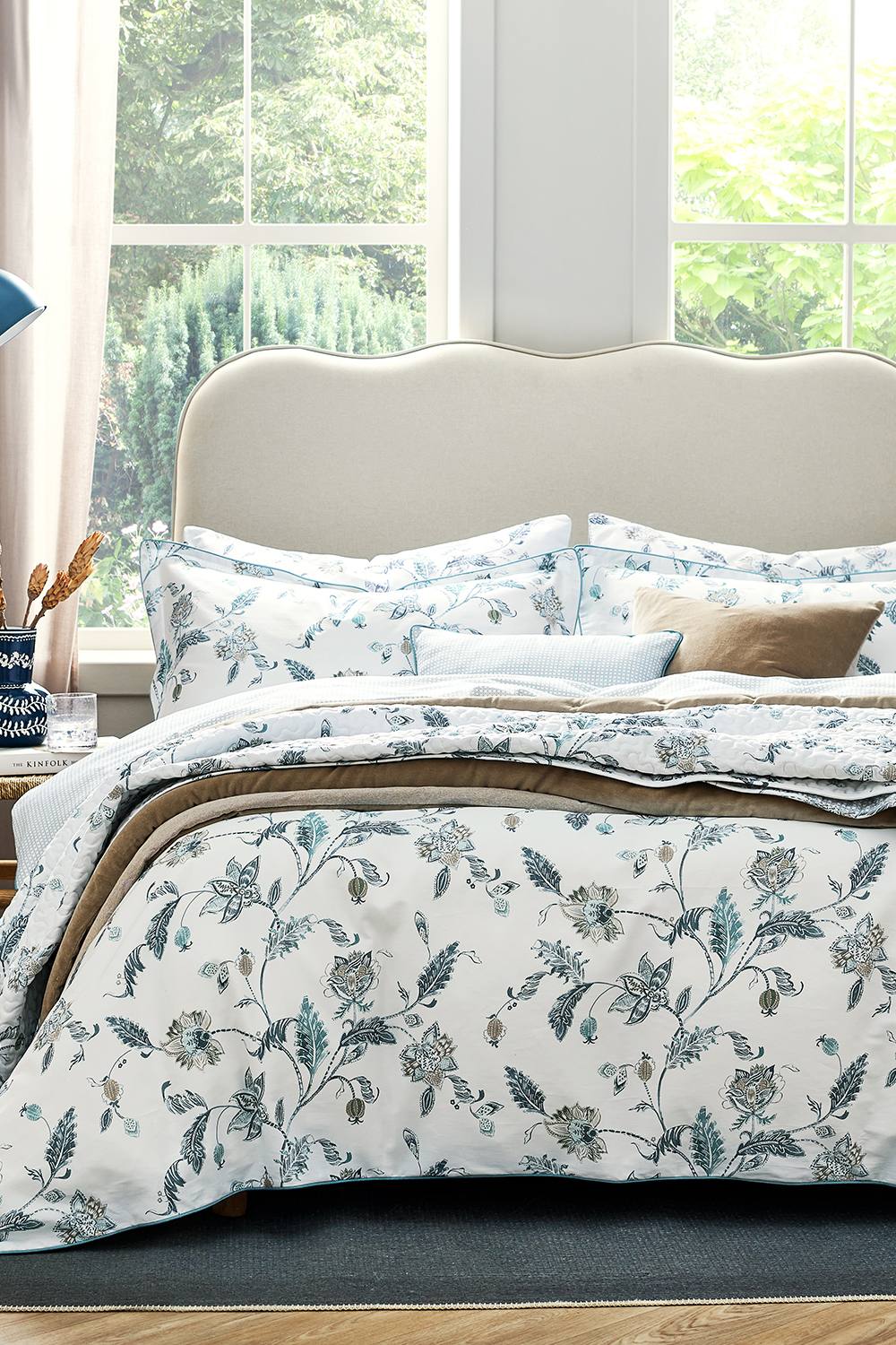 CHRISTY 'Bramley' Spring Floral Cotton Sateen Duvet Cover Set in Blue