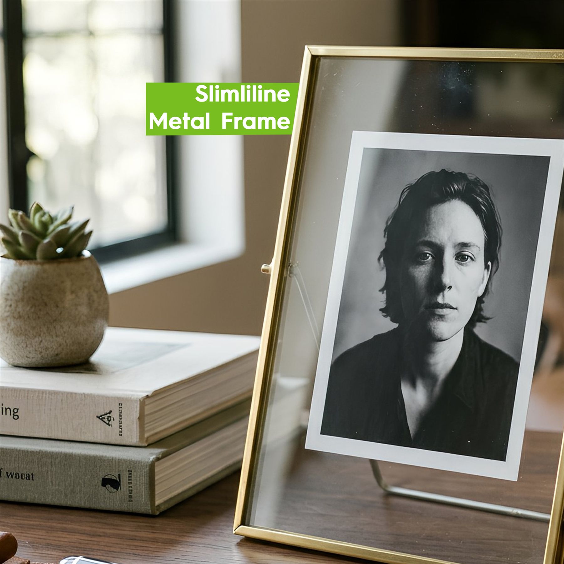 Nicola Spring 2x Standing Metal Photo Frames - 6" x 8" Picture Display Poster Frame in Gold 4