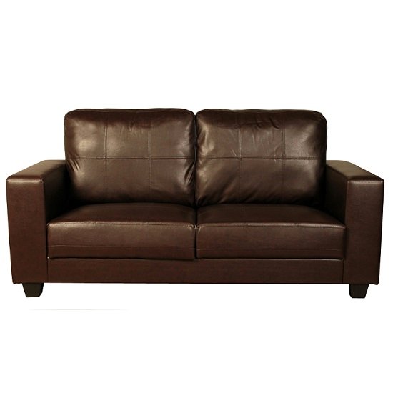 Queensland 3 Seater Sofa In Brown Faux Leather