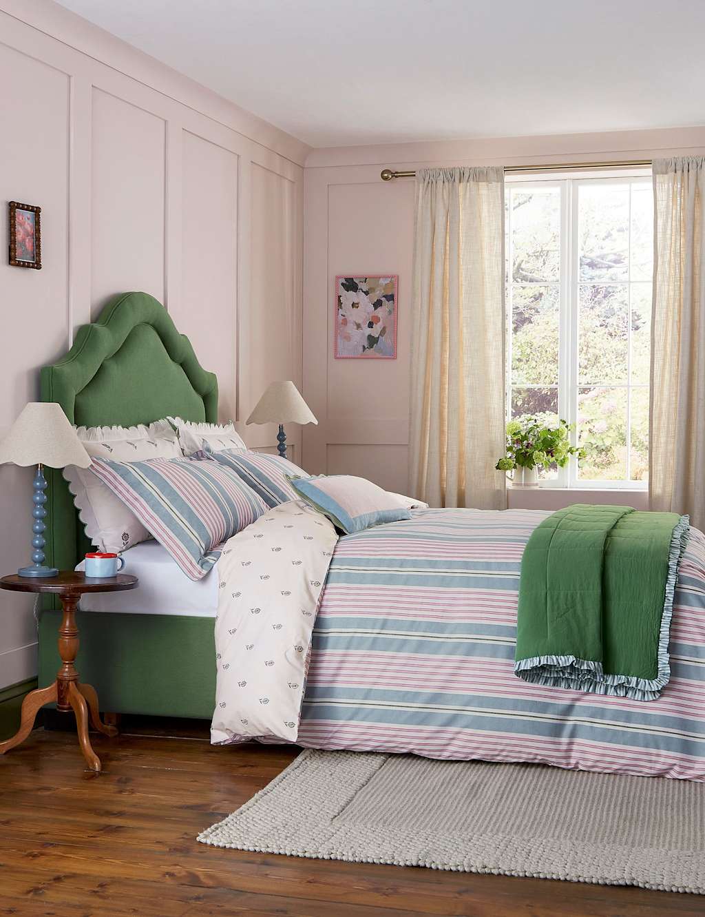 Joules Pure Cotton Come Rain Or Shine Throw Green