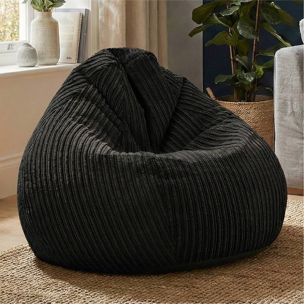 rucomfy Beanbags rucomfy Jumbo Cord Slouchbag - Indoor Classic Bean Bag for Adults in Black