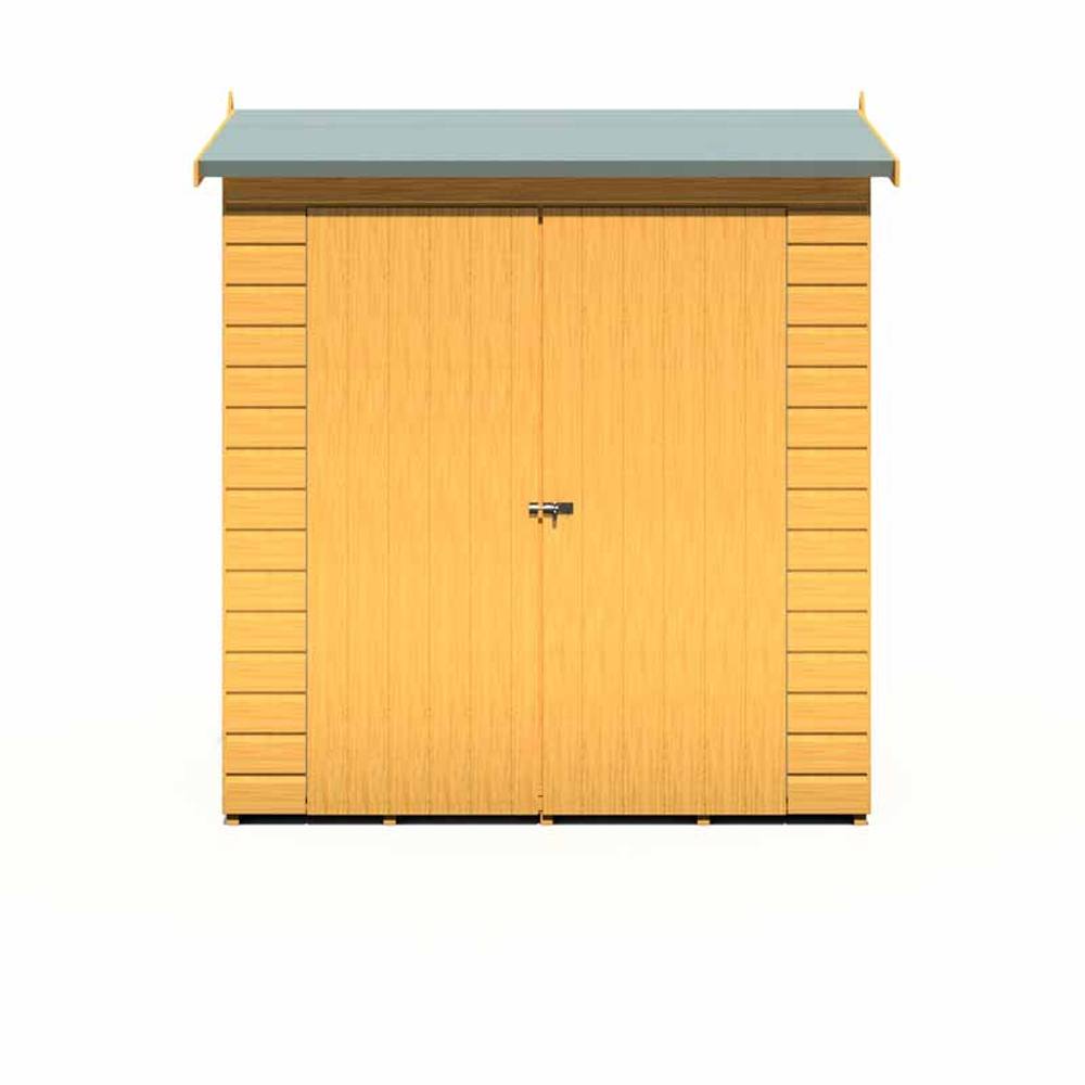 Shires Lewis 4x6' Double Door Reverse Apex Style Shed - L191.4xW136xH204.3 cm in Brown