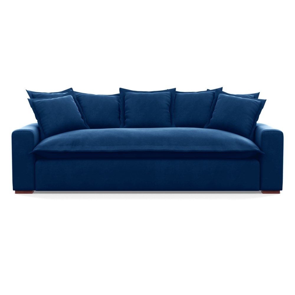 Heal's Brompton 4 Seater Sofa Velvet Petrol Walnut Stain Feet