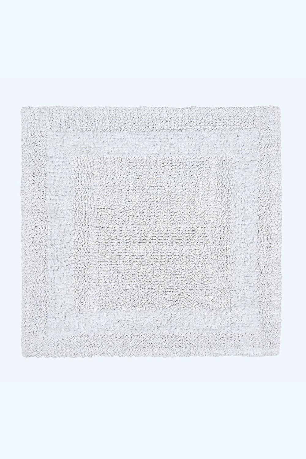 Homescapes Luxury Square Bath Mat 1600GSM 100% Cotton Reversible Shower Mat, 50cm in White