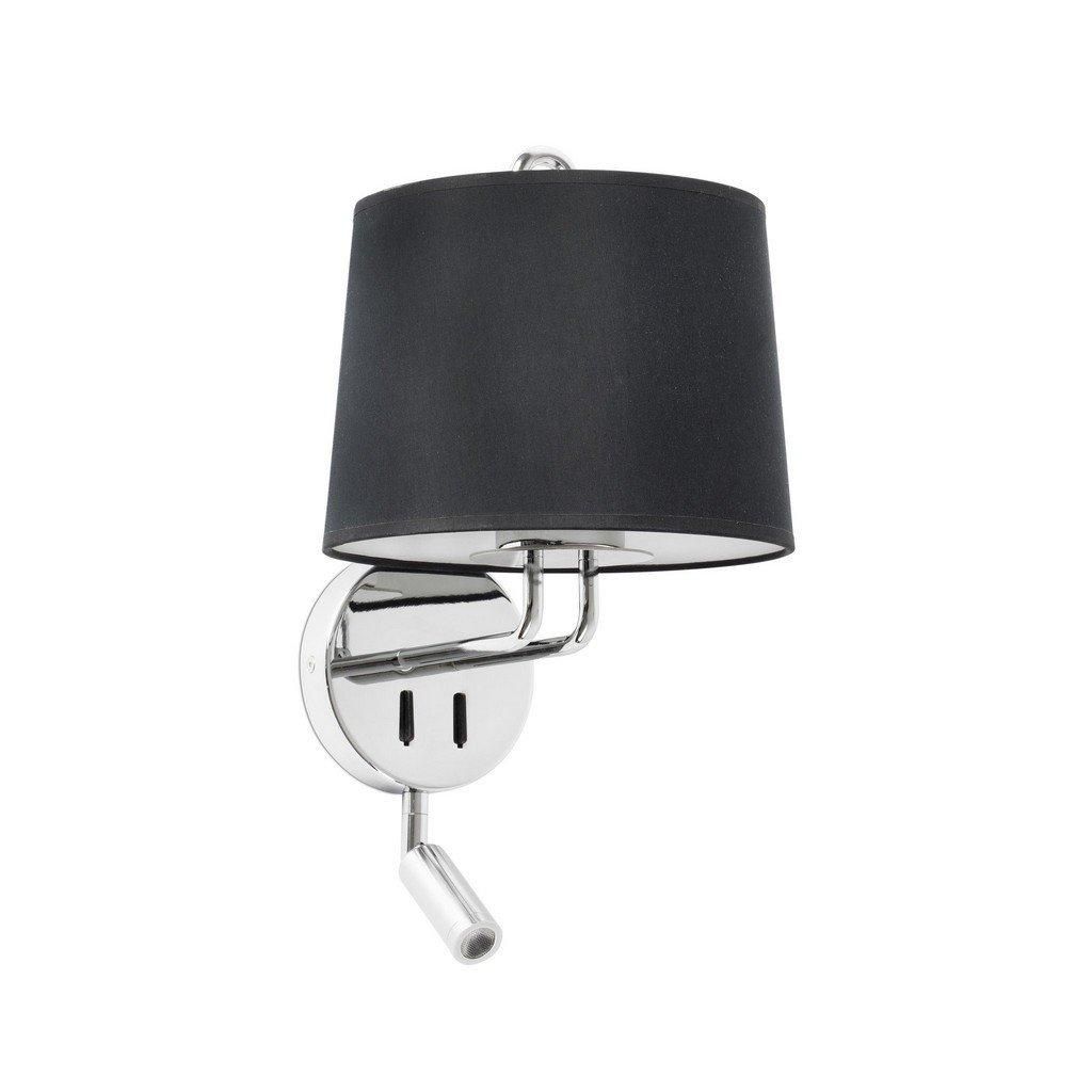 Netlighting Montreal Chrome Black Shade Wall Lamp With Reading Light in Grey