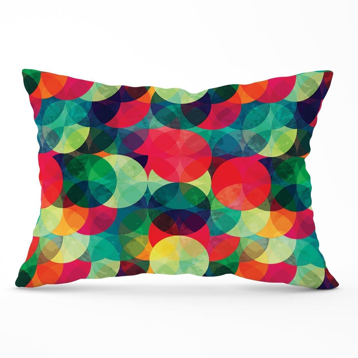 Warren Reed - Designer Colourful Grunge Circle Pattern Cushions in Red