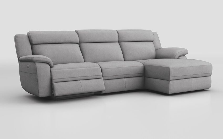 Grey Fabric Sarsina 3 Seater Sofa Left Hand Facing Power & Right Hand Facing Lounger