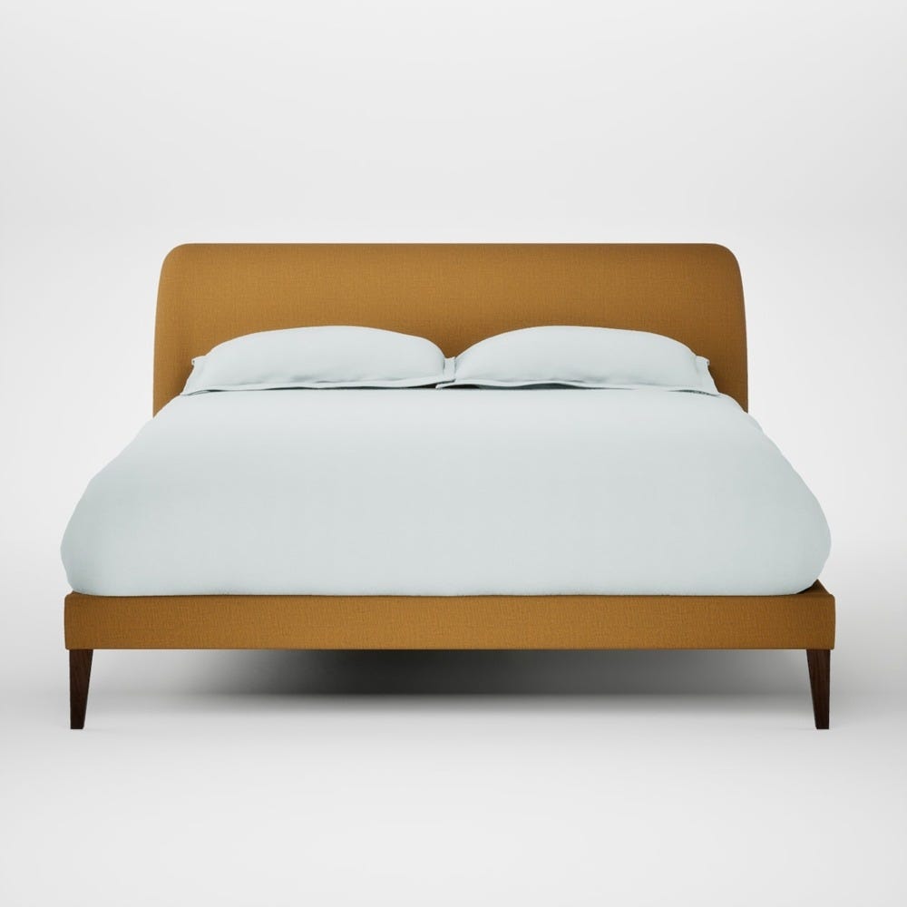 Heal's Wallis Bed King Smart Cotton Linen Sahara Walnut Stained Feet