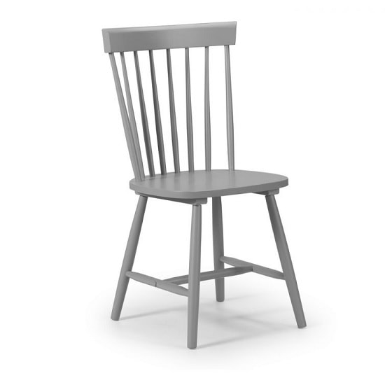Stugard Wooden Dining Chair In Grey Lacquered Finish