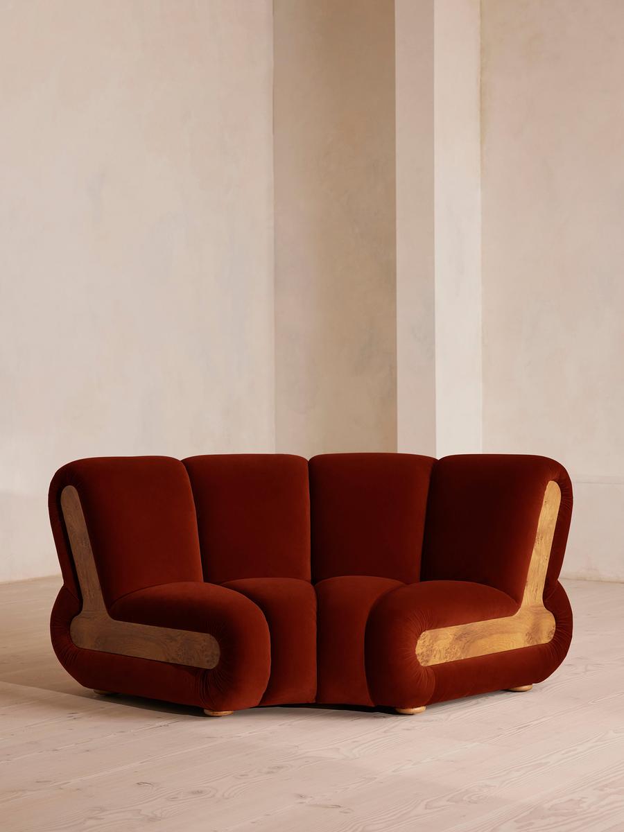 Noelle Modular Curved Armchair, Velvet Rust