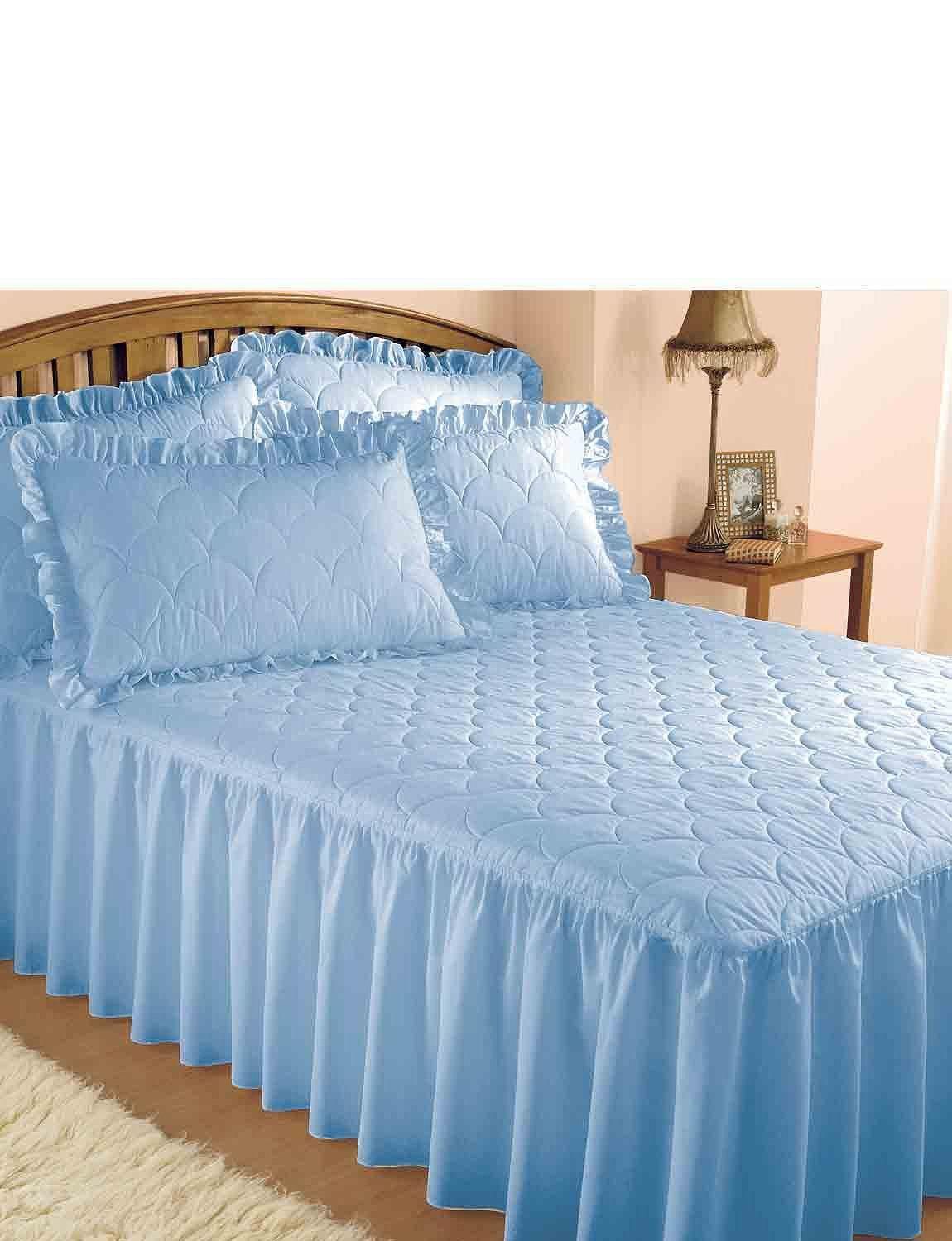 Chums Plain Quilted Bedspread with Pillow Shams sold separately in Blue