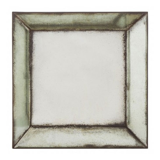Raze Square Bevelled Wall Mirror In Antique Silver Frame