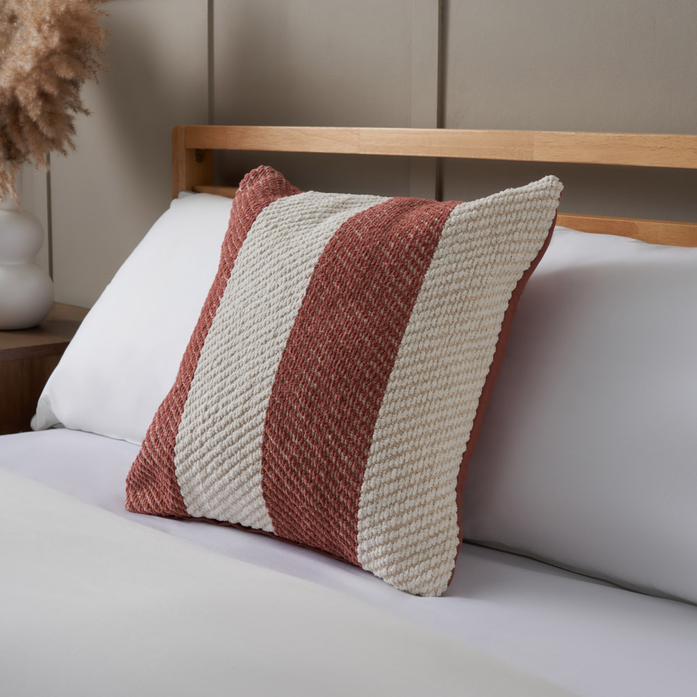 Herringbone Chenille Cushion, Terracotta