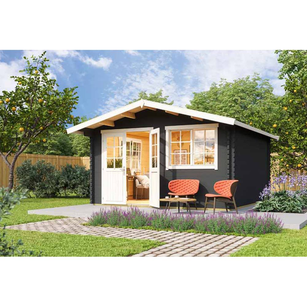 Lasita Maja Ltd Norderney 3-Log Cabin, Garden Room, Home Office - L444.6xW480xH256.5cm in Light Oak 4