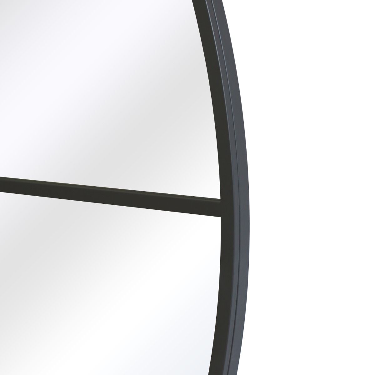 MirrorOutlet Black XL Circular Window Metal Wall & Leaner Mirror (180 x 180CM) 3